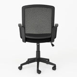 Sedia da ufficio Mesh ergonomica in tessuto a rete nera con braccioli e base a 5 razze.