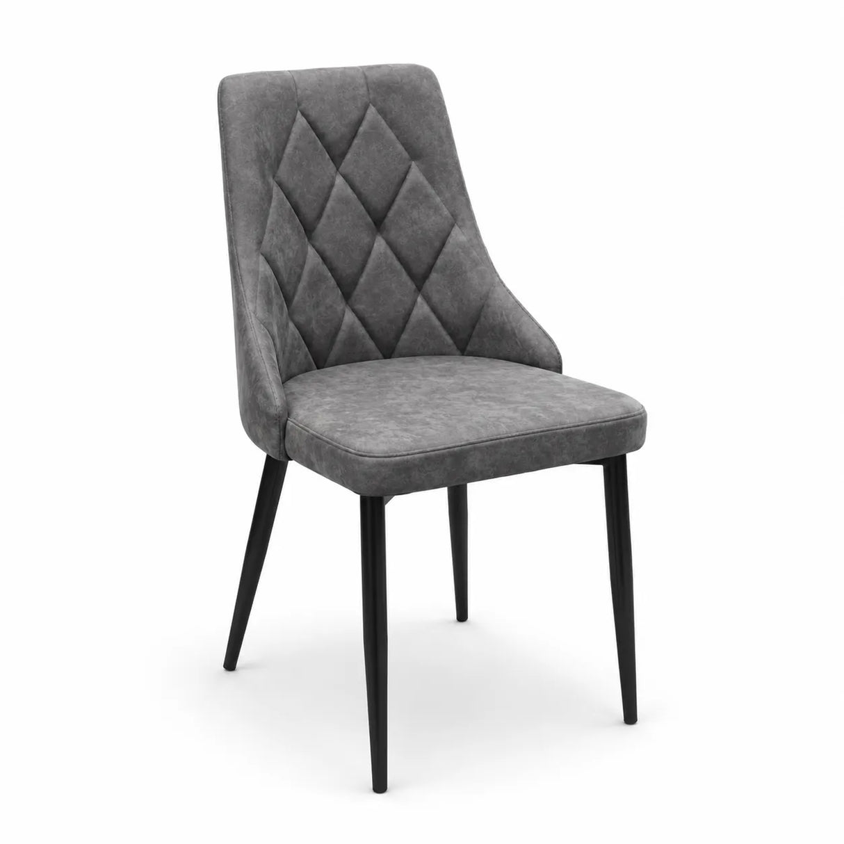 Sedia Vela imbottita in microfibra Vintage con schienale trapuntato e gambe in metallo verniciato a polvere