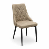 Sedia Vela imbottita in microfibra Vintage con schienale trapuntato e gambe in metallo verniciato a polvere