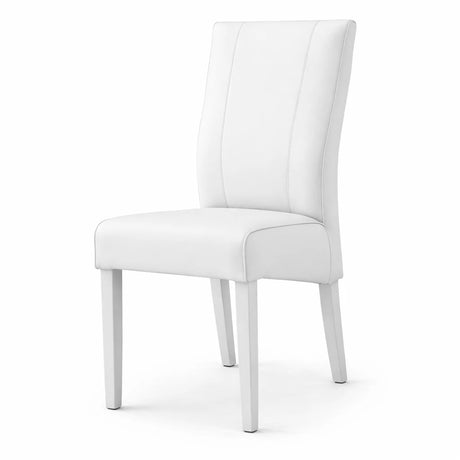 Set 2 sedie Velara imbottite in ecopelle tortora con schienale alto design moderno per sala da pranzo