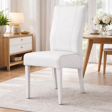 Set 2 sedie Velara imbottite in ecopelle tortora con schienale alto design moderno per sala da pranzo