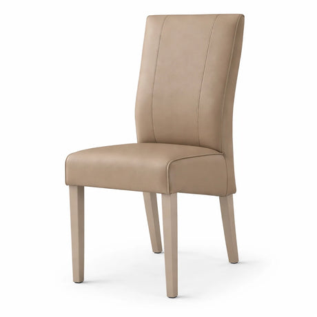 Set 2 sedie Velara imbottite in ecopelle tortora con schienale alto design moderno per sala da pranzo