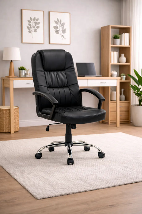 Poltrona Direzionale Toledo in Ecopelle Nera – Ergonomica, Regolabile, Design Elegante per Ufficio