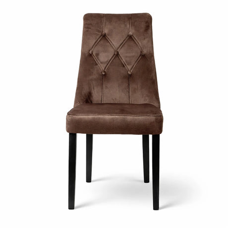 Set 2 sedie imbottite Alvira in velluto grigio tortora beige con gambe in legno nero opaco eleganti moderne