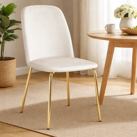 Set 2 sedie Calira in velluto rosa imbottite con gambe oro design moderno elegante per sala da pranzo