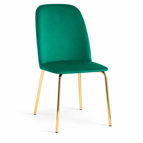 Set 2 sedie Calira in velluto rosa imbottite con gambe oro design moderno elegante per sala da pranzo