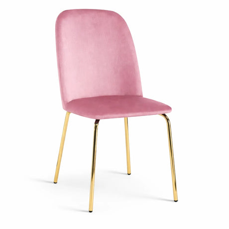 Set 2 sedie Calira in velluto rosa imbottite con gambe oro design moderno elegante per sala da pranzo