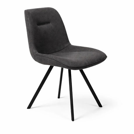 Set 2 sedie Nerissa imbottite grigio o senape con gambe nere design moderno per sala da pranzo e soggiorno