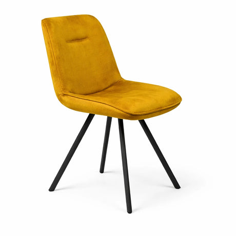 Set 2 sedie Nerissa imbottite grigio o senape con gambe nere design moderno per sala da pranzo e soggiorno