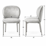 Sedia Thalia del set da 2 in velluto beige o tortora con struttura in metallo cashmere