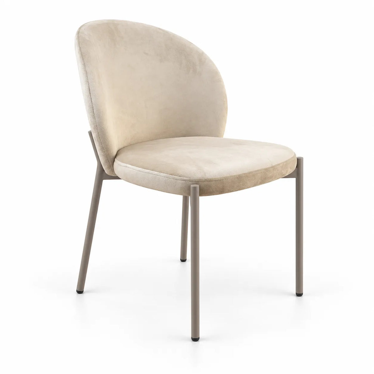 Sedia Thalia del set da 2 in velluto beige o tortora con struttura in metallo cashmere