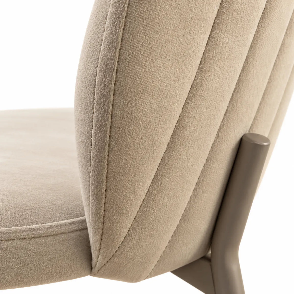 Sedia Thalia del set da 2 in velluto beige o tortora con struttura in metallo cashmere