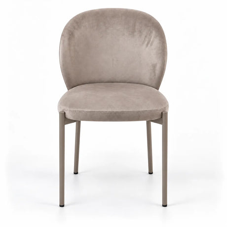 Sedia Thalia del set da 2 in velluto beige o tortora con struttura in metallo cashmere