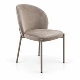 Sedia Thalia del set da 2 in velluto beige o tortora con struttura in metallo cashmere