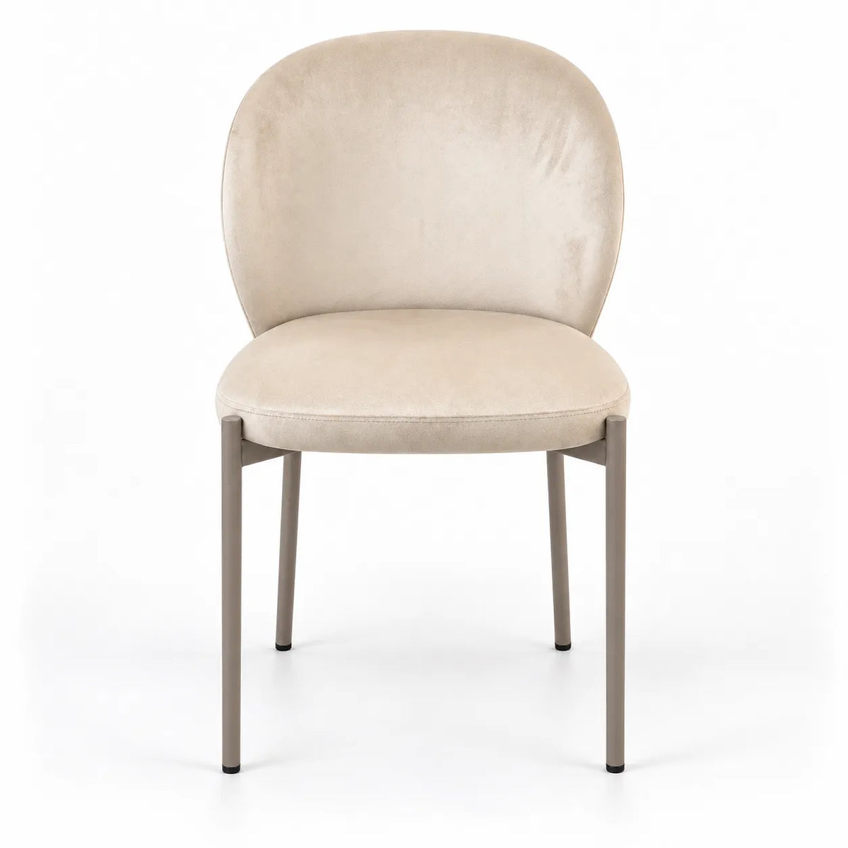 Sedia Thalia del set da 2 in velluto beige o tortora con struttura in metallo cashmere