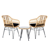 Set da esterno Shallydogan Miami con poltrone in rattan e tavolino in vetro

