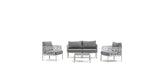 Set da giardino Hoya con divano, poltrone e tavolino in resina bianco e GRIGIO
