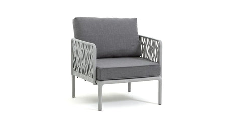 Set da giardino Hoya con divano, poltrone e tavolino in resina bianco e GRIGIO
