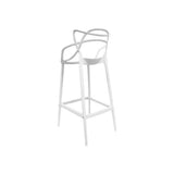 Sgabello 133 moderno in polipropilene beige con schienale ergonomico, perfetto per banconi cucina e bar