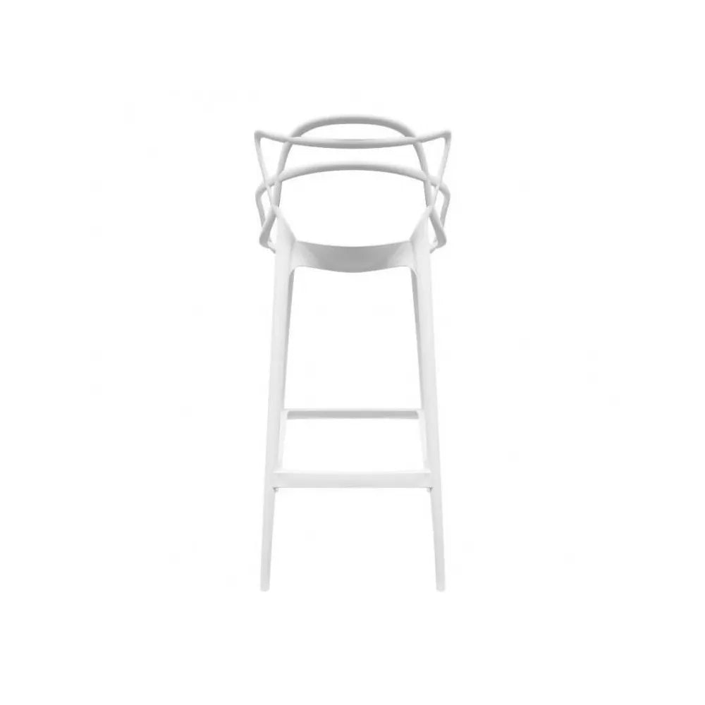 Sgabello 133 moderno in polipropilene beige con schienale ergonomico, perfetto per banconi cucina e bar