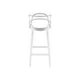 Sgabello 133 moderno in polipropilene beige con schienale ergonomico, perfetto per banconi cucina e bar