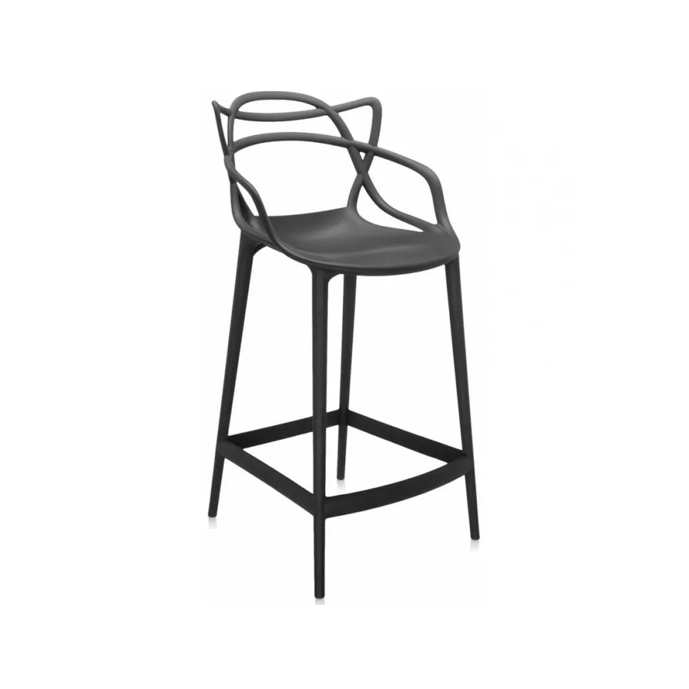Sgabello 133 moderno in polipropilene beige con schienale ergonomico, perfetto per banconi cucina e bar

