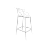 Sgabello 133 moderno in polipropilene beige con schienale ergonomico, perfetto per banconi cucina e bar