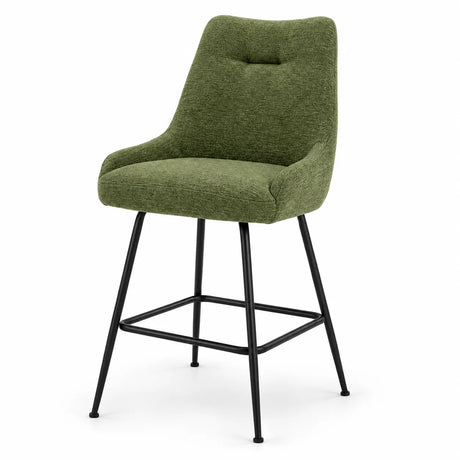 Sgabello Bella imbottito in tessuto Acquaclean, disponibile tortora con struttura cashmere, verde bosco o antracite con struttura nera, seduta alta 65 cm.