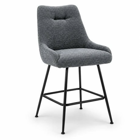 Sgabello Bella imbottito in tessuto Acquaclean, disponibile tortora con struttura cashmere, verde bosco o antracite con struttura nera, seduta alta 65 cm.