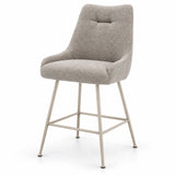 Sgabello Bella imbottito in tessuto Acquaclean, disponibile tortora con struttura cashmere, verde bosco o antracite con struttura nera, seduta alta 65 cm.