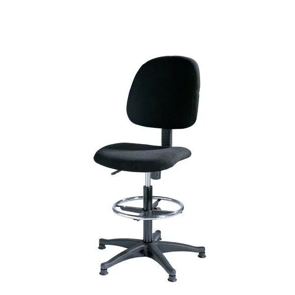 Sgabello cassa professionale con rivestimento ignifugo e altezza regolabile, struttura nera con o senza braccioli