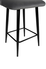 Sgabello Mary in velluto disponibile nei colori tortora, grigio e senape con struttura e poggiapiedi in metallo