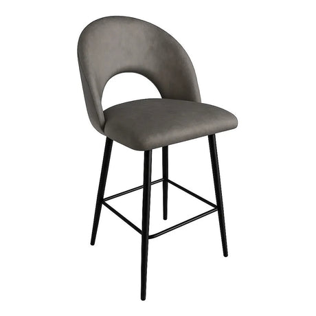 Sgabello Mary in velluto disponibile nei colori tortora, grigio e senape con struttura e poggiapiedi in metallo