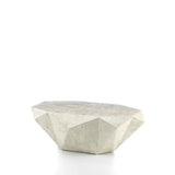 Tavolino Diamond in pietra fossile agata white con struttura in resina e compensato marino, design artigianale esclusivo

