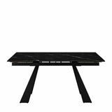 Tavolo Alex allungabile con top in gres porcellanato effetto marmo nero e gambe in metallo nero