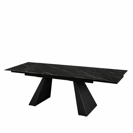 Tavolo Alex allungabile con top in gres porcellanato effetto marmo nero e gambe in metallo nero