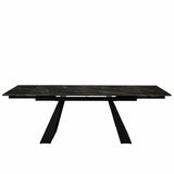 Tavolo Alex allungabile con top in gres porcellanato effetto marmo nero e gambe in metallo nero