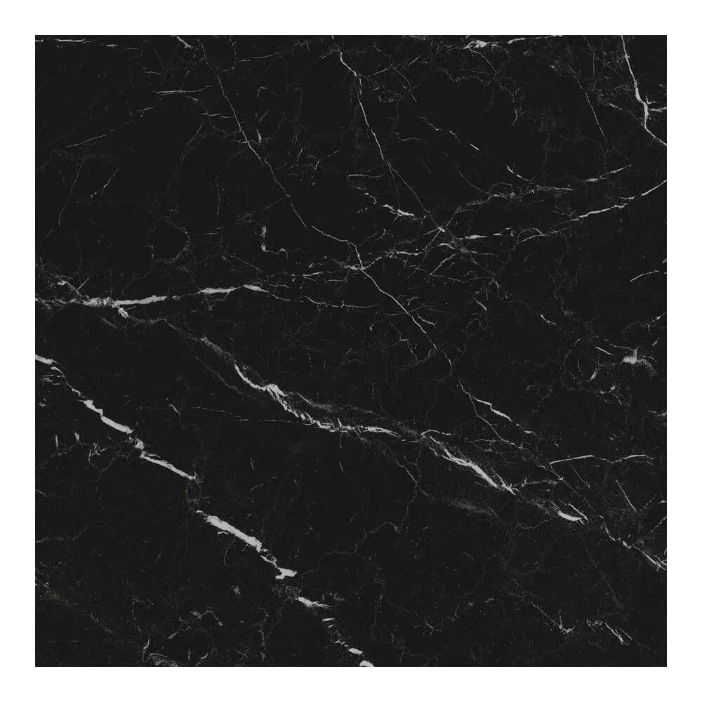Tavolo Alex allungabile con top in gres porcellanato effetto marmo nero e gambe in metallo nero