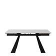 Tavolo Alex allungabile con top in gres porcellanato effetto marmo Calacatta e gambe in metallo nero