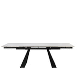 Tavolo Alex allungabile con top in gres porcellanato effetto marmo Calacatta e gambe in metallo nero


