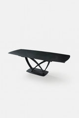 Tavolo Angel allungabile con piano in ceramica marmo nero e struttura in metallo nero, estensibile da 160 a 240 cm