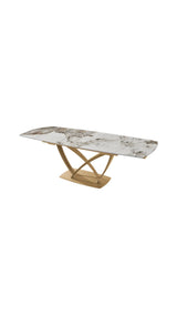 Tavolo Angel allungabile con piano in ceramica marmo bianco e struttura in metallo nero, estensibile da 160 a 240 cm