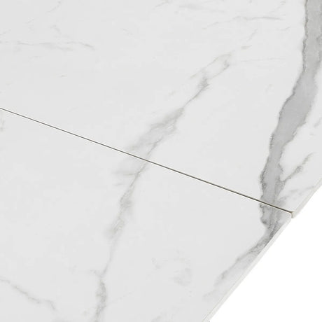 Tavolo Atlas allungabile da 200 a 300 cm con piano in ceramica Marmo Bianco opaco e basamento in acciaio Grigio opaco
