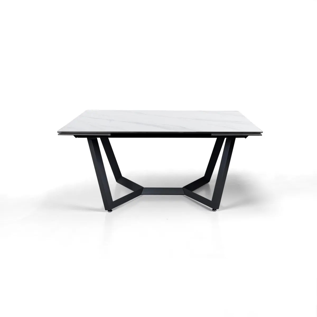 Tavolo Atlas allungabile da 200 a 300 cm con piano in ceramica Marmo Bianco opaco e basamento in acciaio Grigio opaco