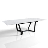 Tavolo Atlas allungabile da 200 a 300 cm con piano in ceramica Marmo Bianco opaco e basamento in acciaio Grigio opaco