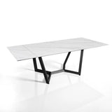 Tavolo Atlas allungabile da 200 a 300 cm con piano in ceramica Marmo Bianco opaco e basamento in acciaio Grigio opaco