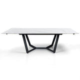 Tavolo Atlas allungabile da 200 a 300 cm con piano in ceramica Marmo Bianco opaco e basamento in acciaio Grigio opaco