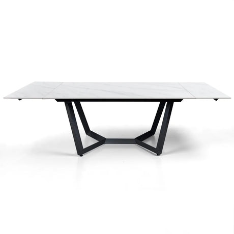 Tavolo Atlas allungabile da 200 a 300 cm con piano in ceramica Marmo Bianco opaco e basamento in acciaio Grigio opaco