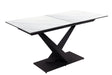 Tavolo allungabile Oliver con piano in ceramica effetto marmo bianco e base incrociata in metallo nero