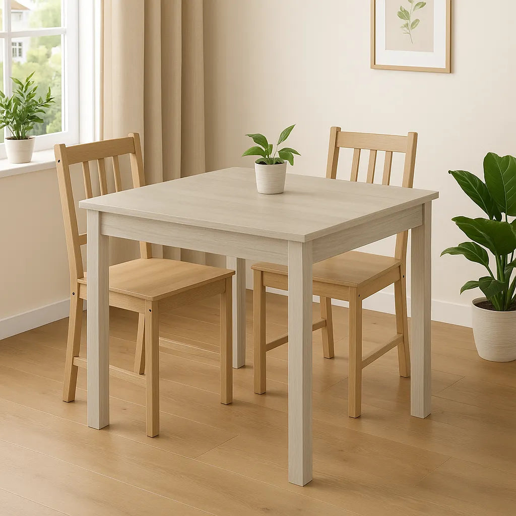 Tavolo allungabile 90x90 cm in legno quercia bianca con apertura a libro

